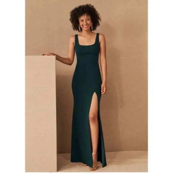 NWT BHLDN Adena Square Neck Maxi Dress Long Wedding Formal in Emerald Green 4